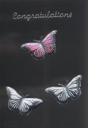 Three butterflies congratulations card