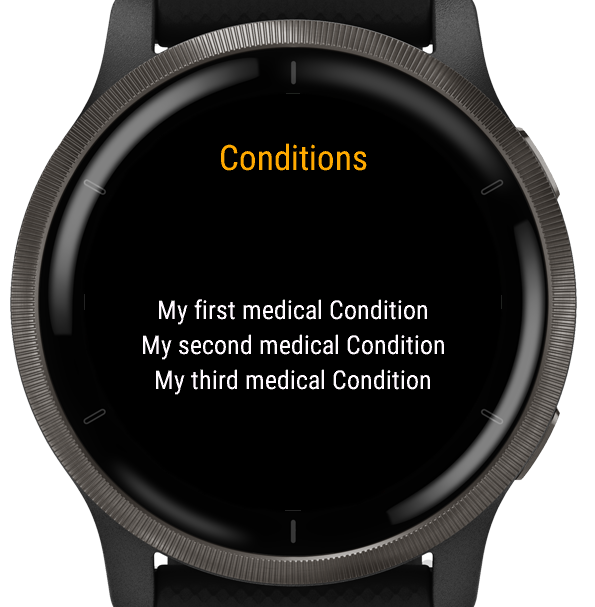 Medical Info conditions view