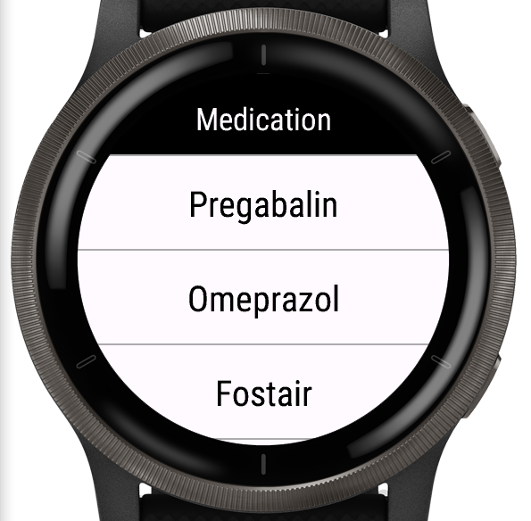 Medication information list view